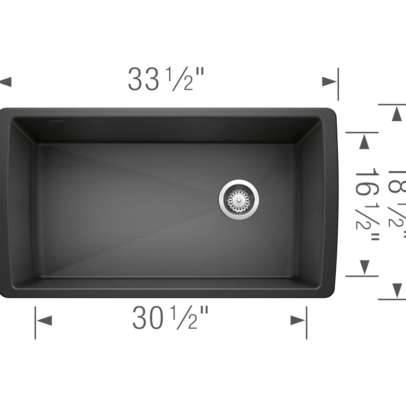 Blanco Diamond 34" Undermount Granite Composite Kitchen Sink, Silgranit, Anthracite, 441768