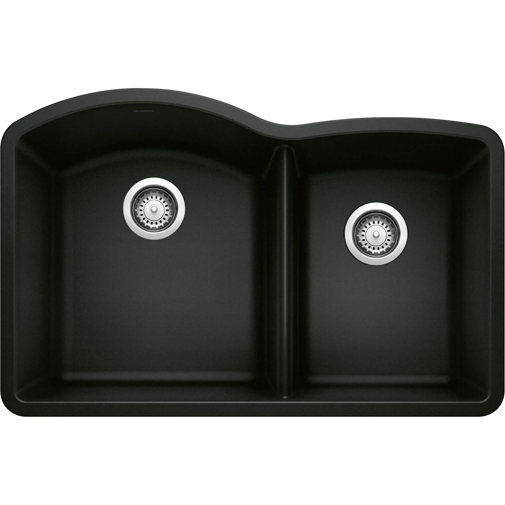 Blanco Diamond 32" Undermount Granite Composite Kitchen Sink, Silgranit, 60/40 Double Bowl, Coal Black, 442909