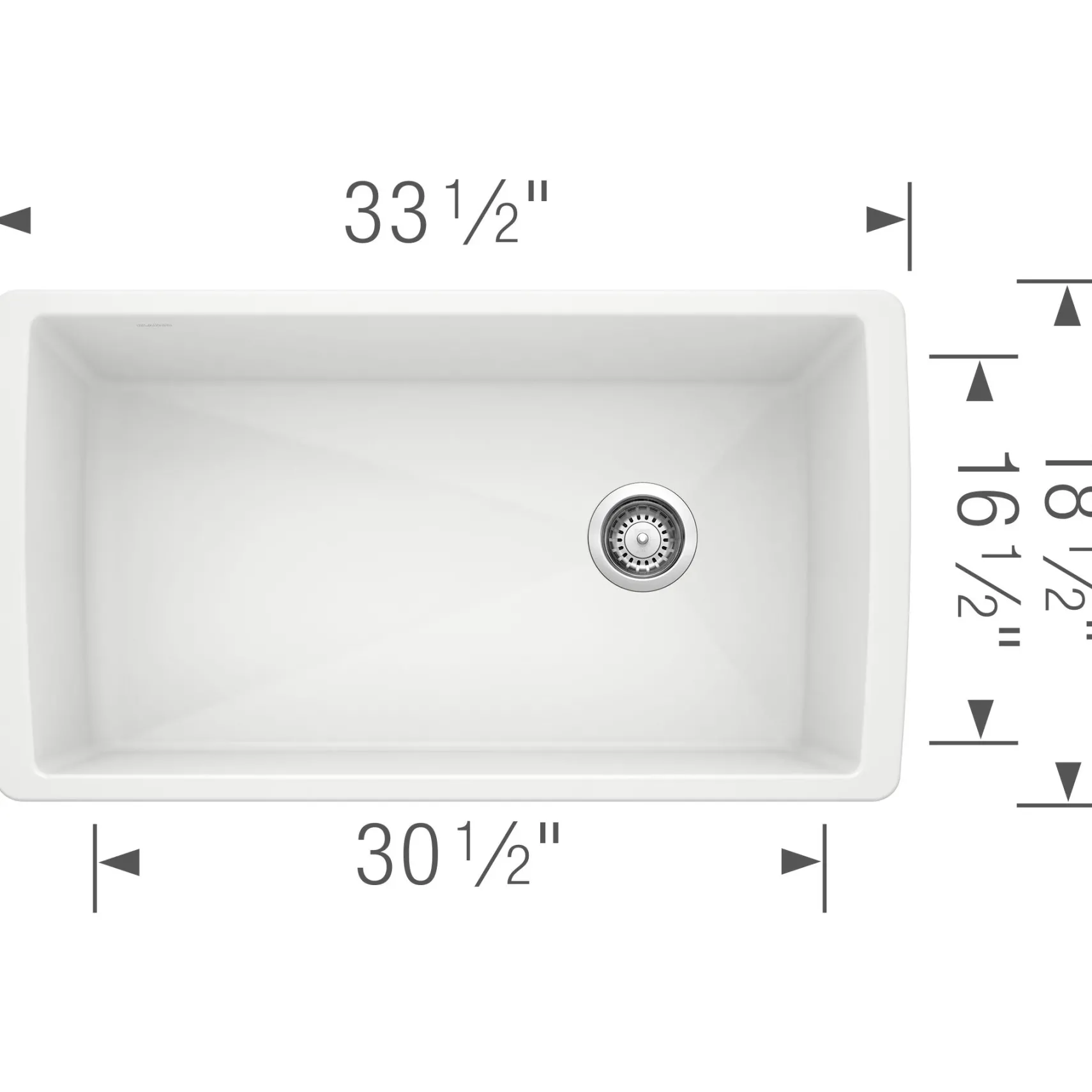 Blanco Diamond 34" Undermount Granite Composite Kitchen Sink, Silgranit, White, 441767