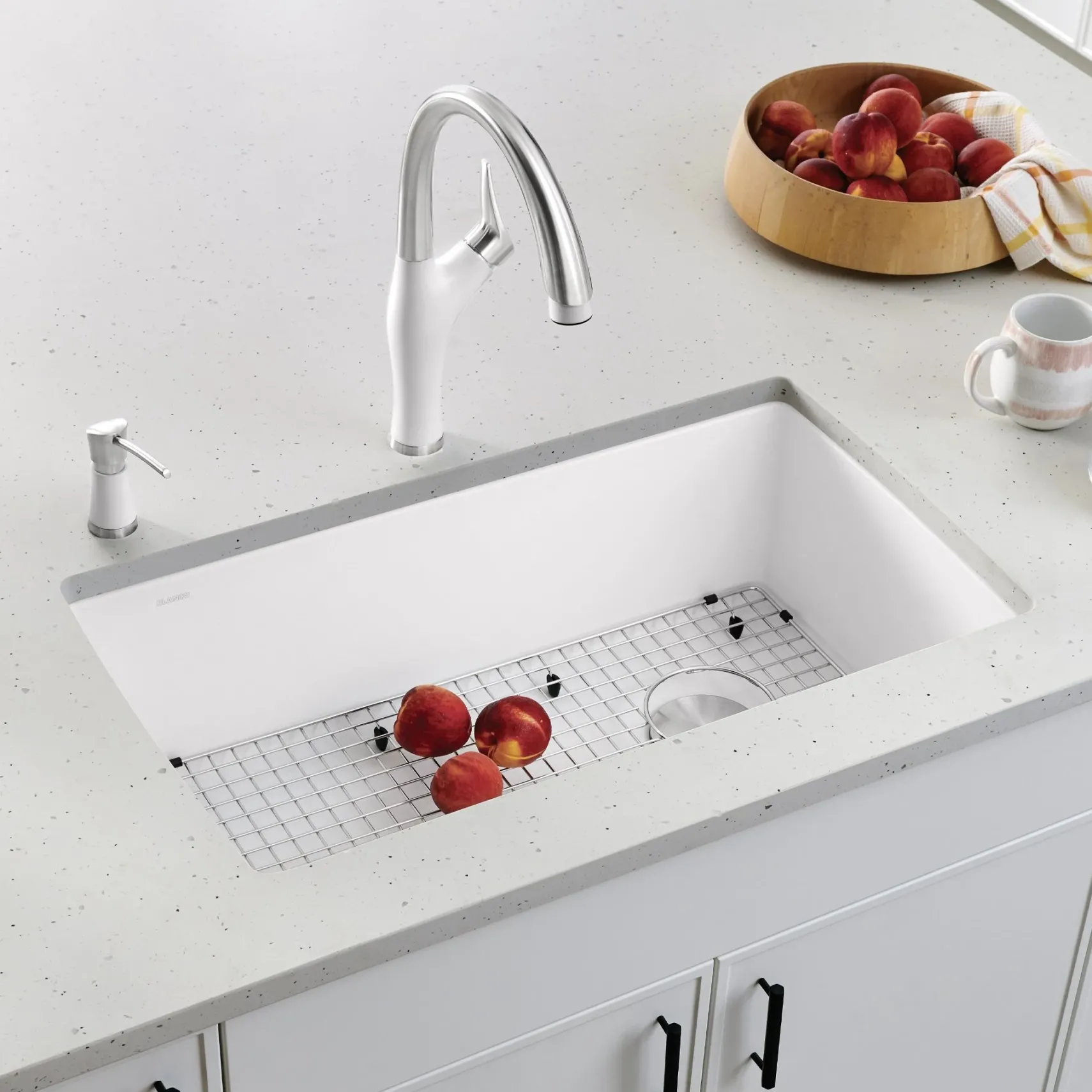 Blanco Diamond 34" Undermount Granite Composite Kitchen Sink, Silgranit, White, 441767
