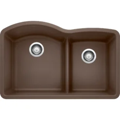 Blanco Diamond 32" Undermount Granite Composite Kitchen Sink, Silgranit, 60/40 Double Bowl, Cafe, 441597