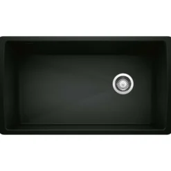 Blanco Diamond 34" Undermount Granite Composite Kitchen Sink, Silgranit, Coal Black, 442916