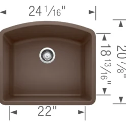 Blanco Diamond 24" Undermount Granite Composite Kitchen Sink, Silgranit, Cafe, 440172