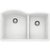 Blanco Diamond 32" Undermount Granite Composite Kitchen Sink, Silgranit, 60/40 Double Bowl, White, 440180