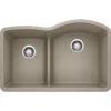 Blanco Diamond 32" Undermount Granite Composite Kitchen Sink, Silgranit, 40/60 Double Bowl, Truffle, 441608