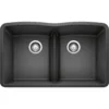 Blanco Diamond 32" Undermount Granite Composite Kitchen Sink, Silgranit, 50/50 Double Bowl, Anthracite, 442075