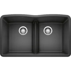 Blanco Diamond 32" Undermount Granite Composite Kitchen Sink, Silgranit, 50/50 Double Bowl, Anthracite, 442075