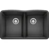 Blanco Diamond 32" Undermount Granite Composite Kitchen Sink, Silgranit, 50/50 Double Bowl, Anthracite, 440184