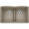 Blanco Diamond 32" Undermount Granite Composite Kitchen Sink, Silgranit, 50/50 Double Bowl, Truffle, 442072