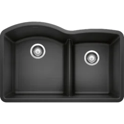 Blanco Diamond 32" Undermount Granite Composite Kitchen Sink, Silgranit, 60/40 Double Bowl, Anthracite, 441590