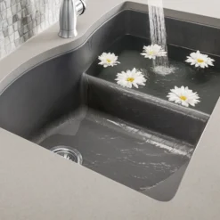 Blanco Diamond 32" Undermount Granite Composite Kitchen Sink, Silgranit, 60/40 Double Bowl, Cinder, 441591