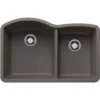 Blanco Diamond 32" Undermount Silgranit Kitchen Sink, 60/40 Double Bowl, Volcano Gray, No Faucet Hole, 443101