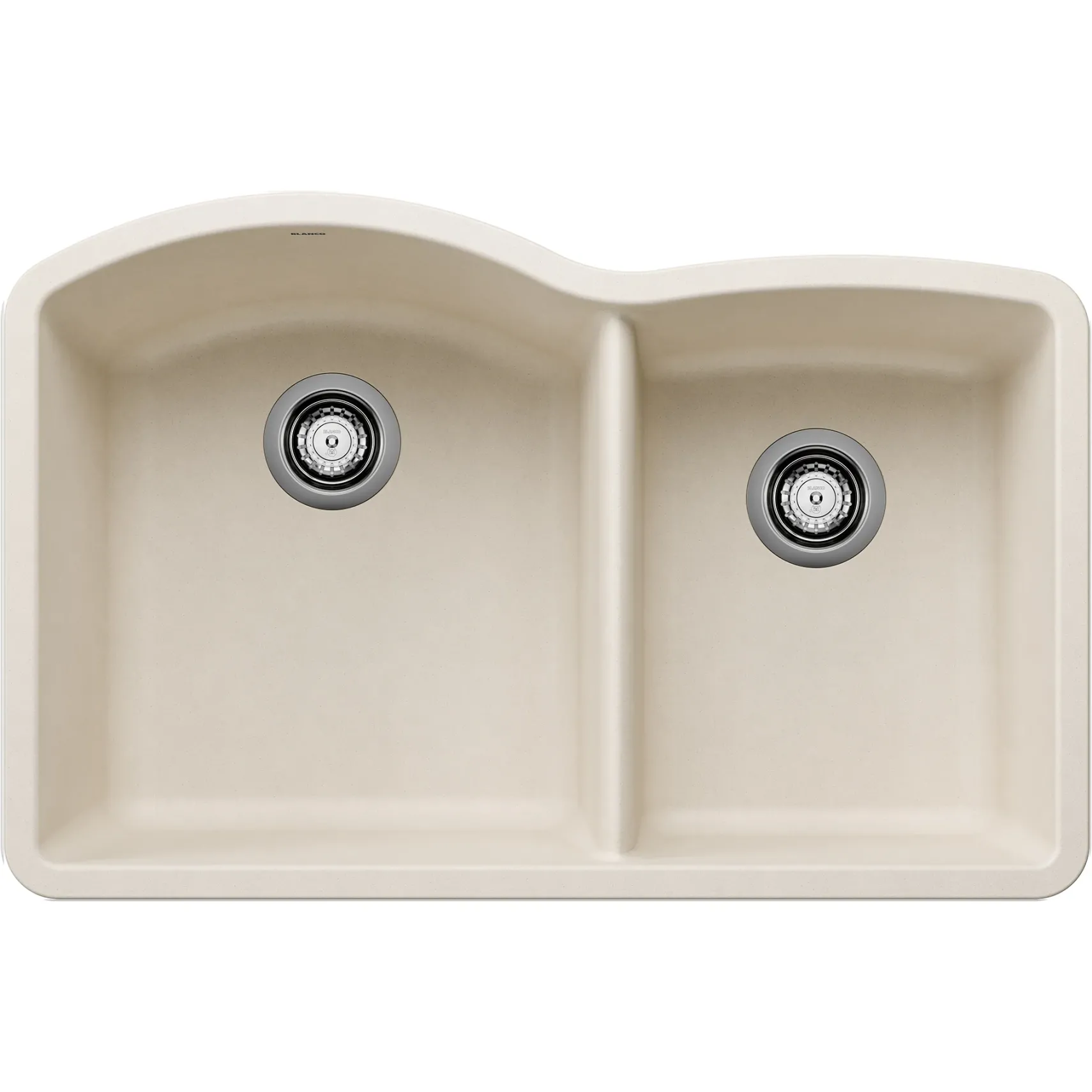 Blanco Diamond 32" Undermount Silgranit Kitchen Sink, 60/40 Double Bowl, Soft White, No Faucet Hole, 443064