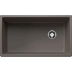 Blanco Diamond 34" Undermount Silgranit Kitchen Sink, Volcano Gray, No Faucet Hole, 443108