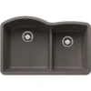 Blanco Diamond 32" Undermount Silgranit Kitchen Sink, 60/40 Double Bowl, Volcano Gray, No Faucet Hole, 443102