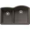 Blanco Diamond 32" Undermount Silgranit Kitchen Sink, 60/40 Double Bowl, Volcano Gray, No Faucet Hole, 443103