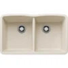 Blanco Diamond 32" Undermount Silgranit Kitchen Sink, 50/50 Double Bowl, Soft White, No Faucet Hole, 443068