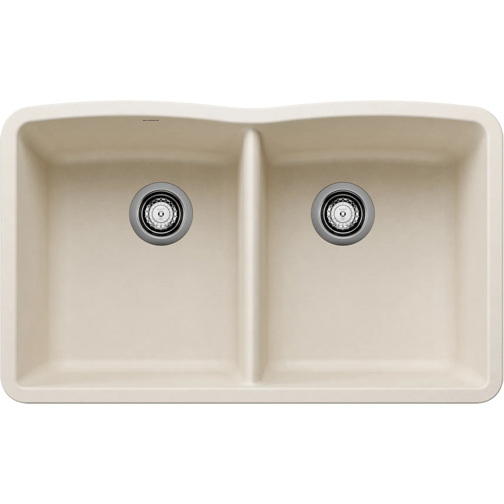 Blanco Diamond 32" Undermount Silgranit Kitchen Sink, 50/50 Double Bowl, Soft White, No Faucet Hole, 443068