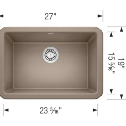 Blanco Ikon 27" Granite Composite Farmhouse Sink, Silgranit, Truffle, 402318