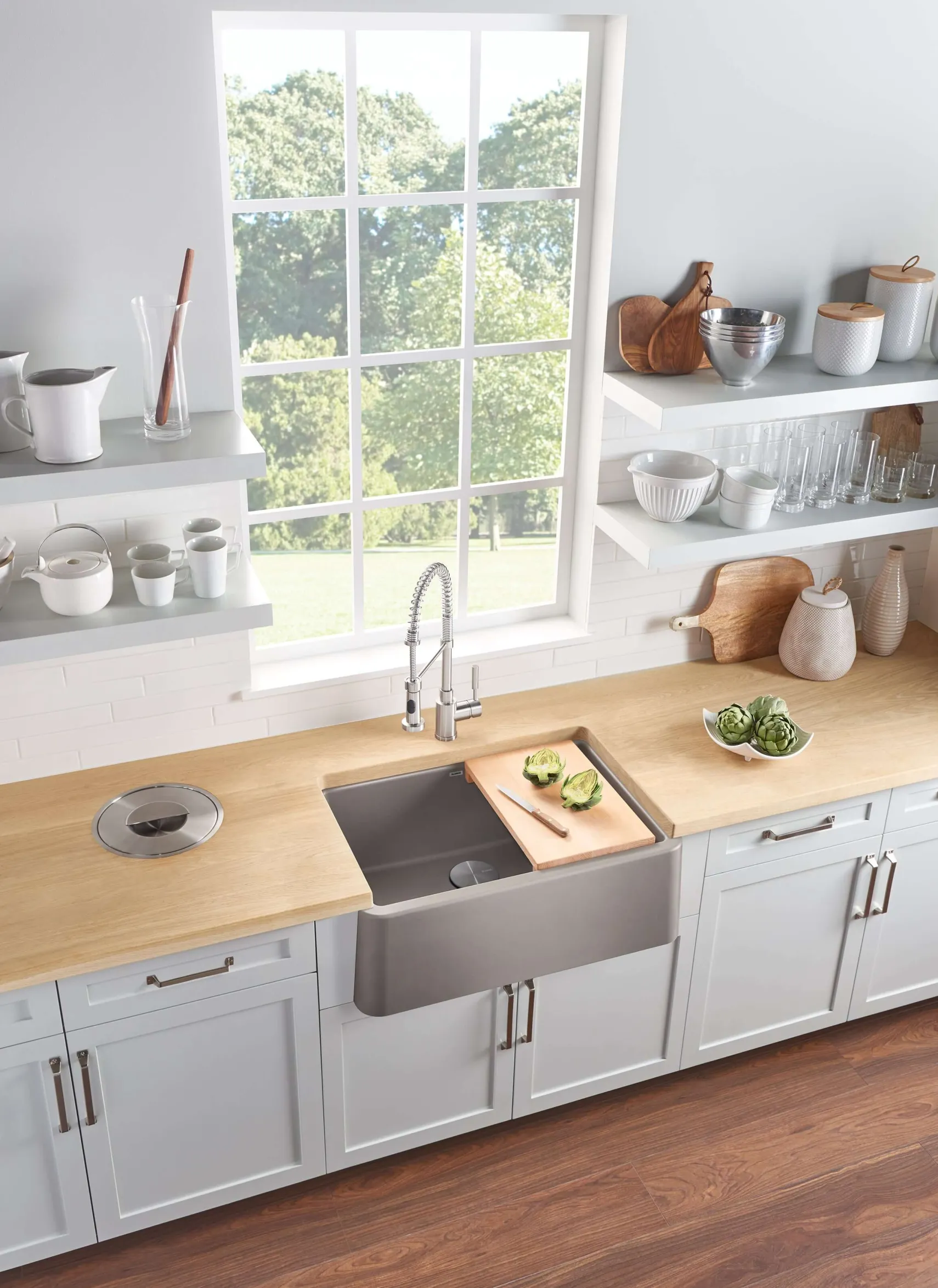 Blanco Ikon 30" Granite Composite Farmhouse Sink, Silgranit, Truffle, 401777