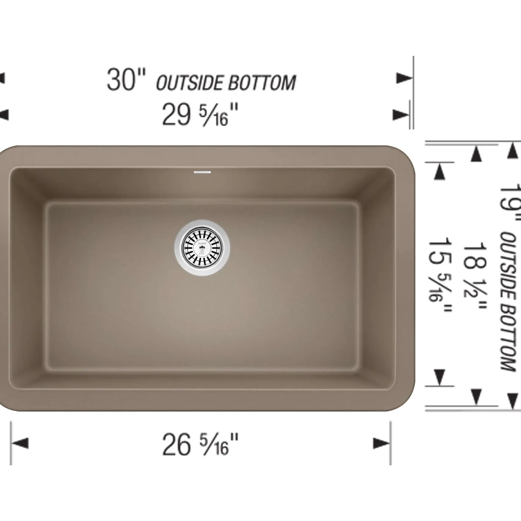 Blanco Ikon 30" Granite Composite Farmhouse Sink, Silgranit, Truffle, 401777