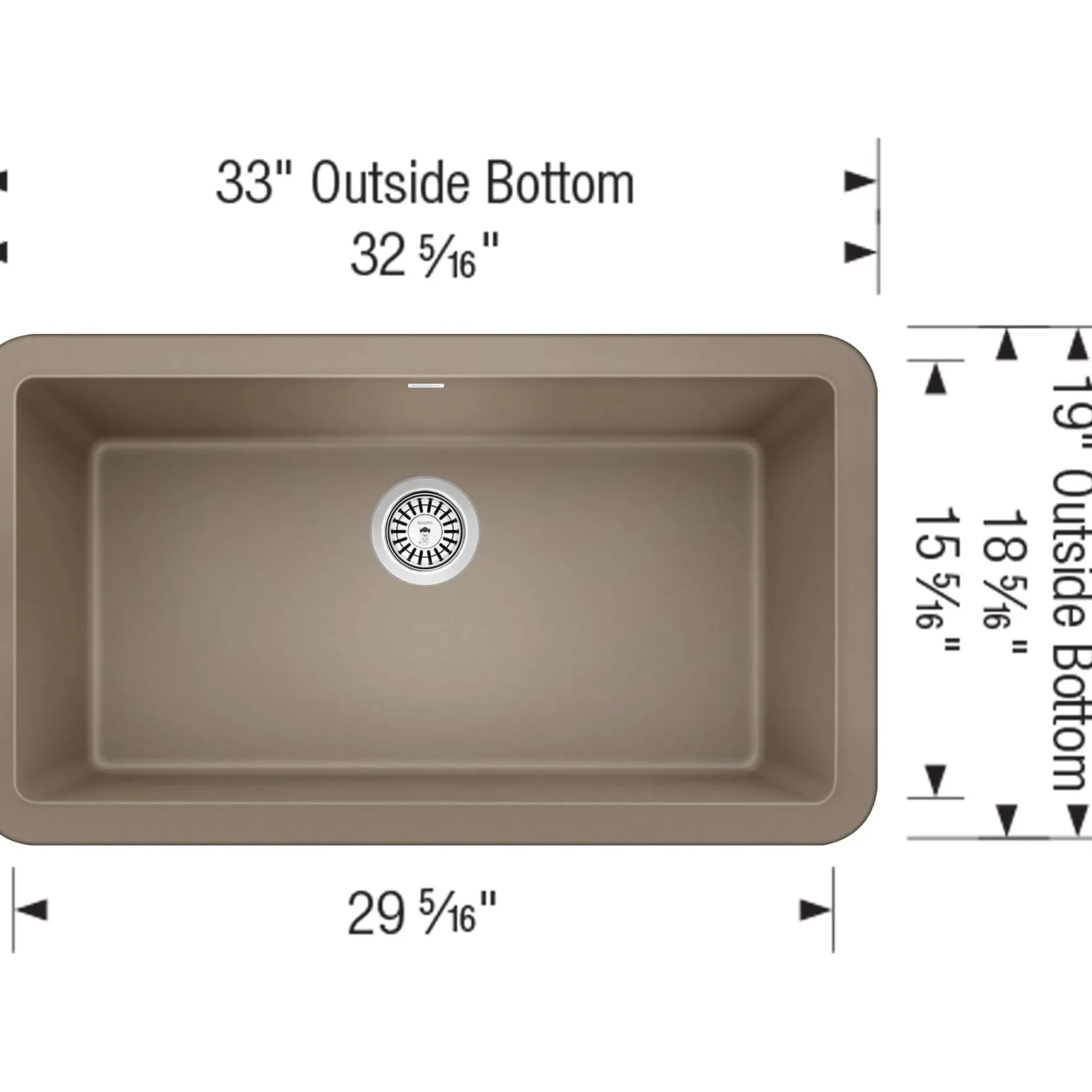 Blanco Ikon 33" Granite Composite Farmhouse Sink, Silgranit, Truffle, 401988