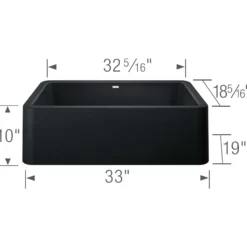 Blanco Ikon 33" Granite Composite Farmhouse Sink, Silgranit, Coal Black, 402575