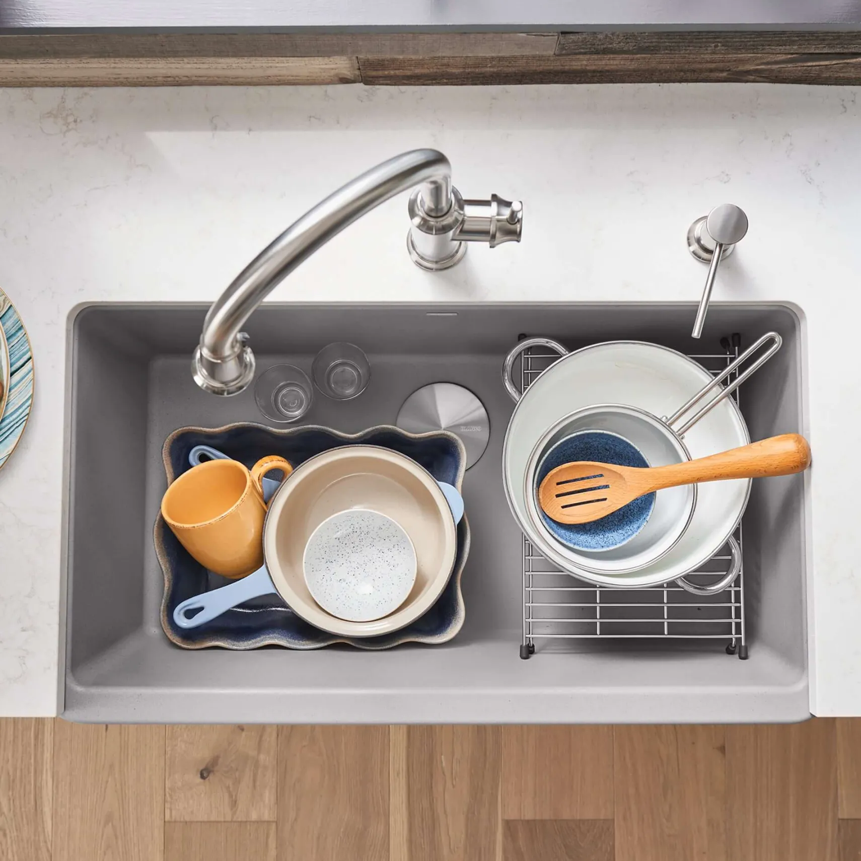 Blanco Ikon 33" Granite Composite Farmhouse Sink, Silgranit, Concrete Gray, 402320
