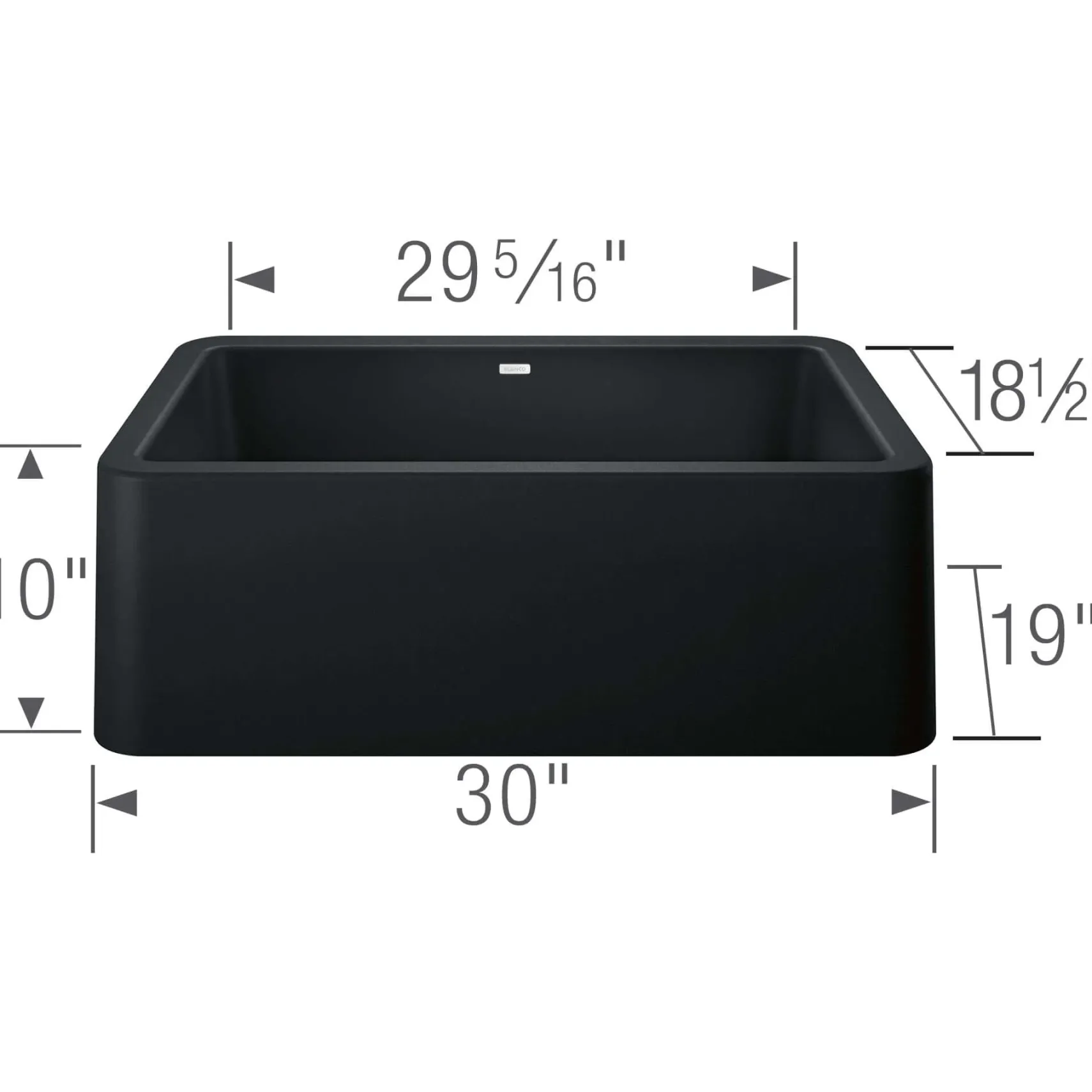 Blanco Ikon 30" Granite Composite Farmhouse Sink, Silgranit, Coal Black, 402576