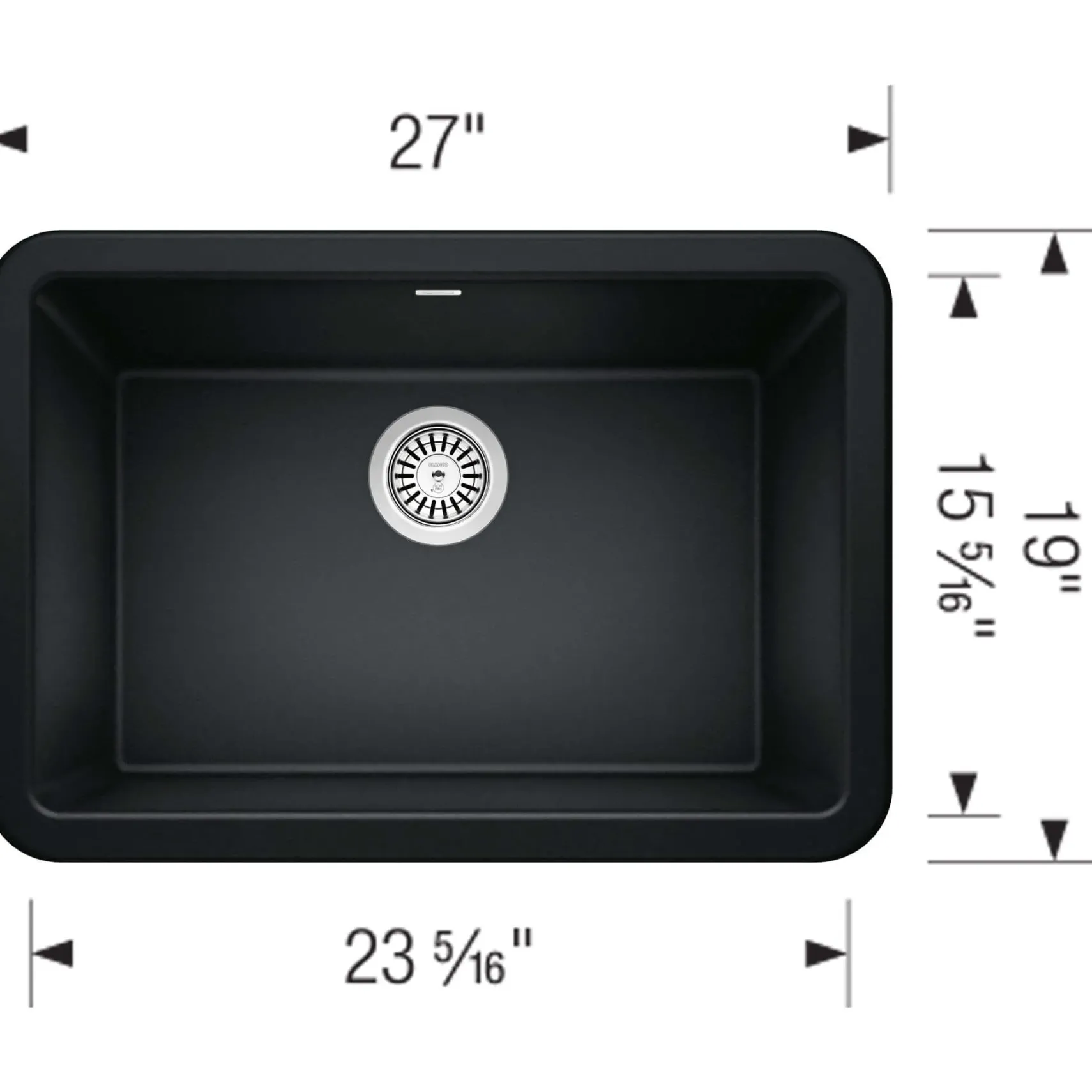 Blanco Ikon 27" Granite Composite Farmhouse Sink, Silgranit, Coal Black, 402531