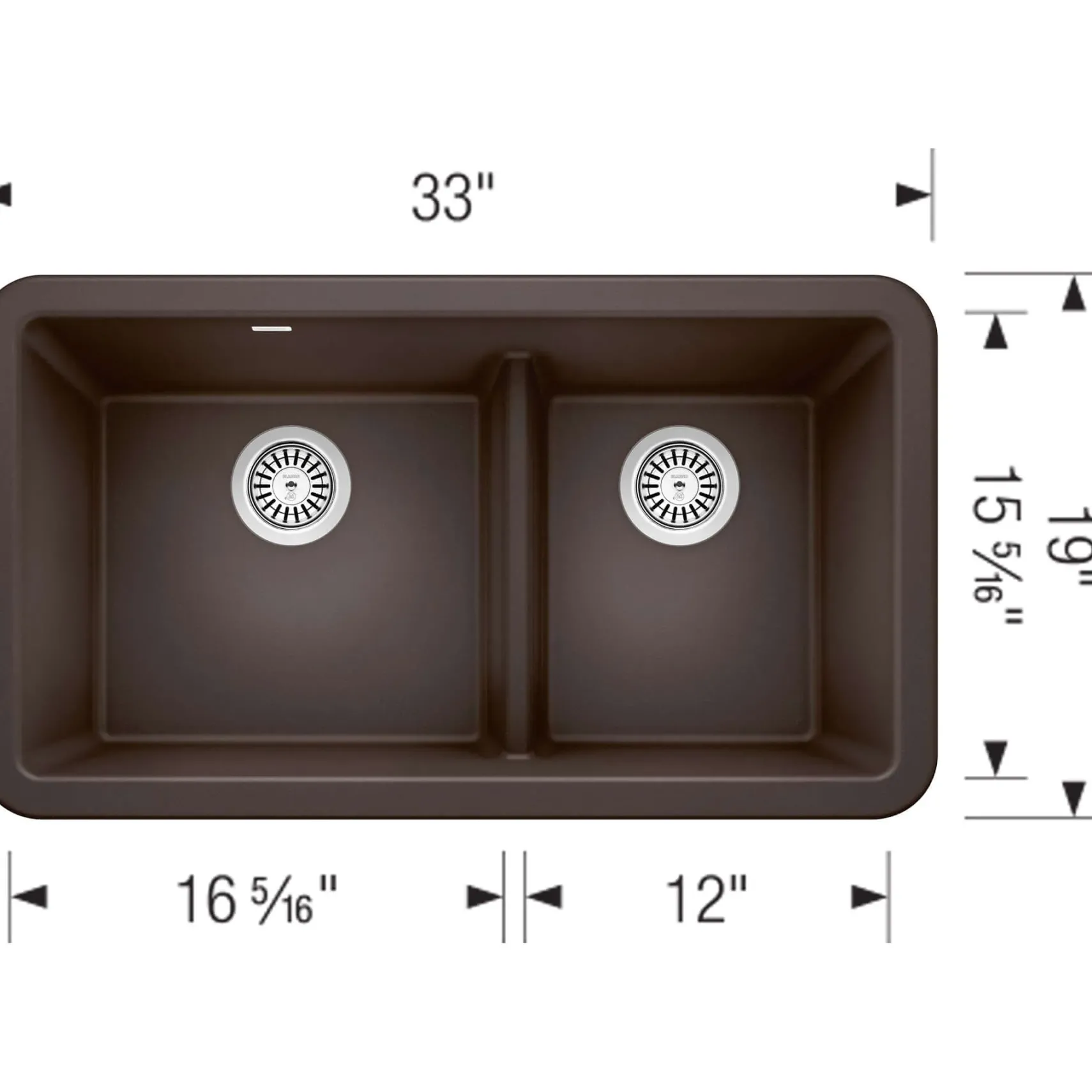 Blanco Ikon 33" Granite Composite Farmhouse Sink, Silgranit, 60/40 Double Bowl, Cafe, 402323