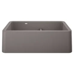 Blanco Ikon 33" Granite Composite Farmhouse Sink, Silgranit, 60/40 Double Bowl, Metallic Gray, 402325