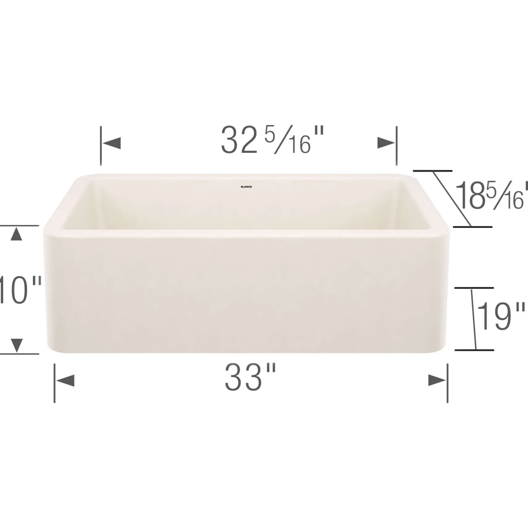 Blanco Ikon 33" Silgranit Farmhouse Sink, Soft White, No Faucet Hole, 443077