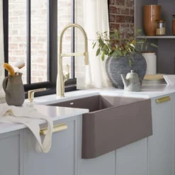 Blanco Ikon 30" Silgranit Farmhouse Sink, Volcano Gray, No Faucet Hole, 443113