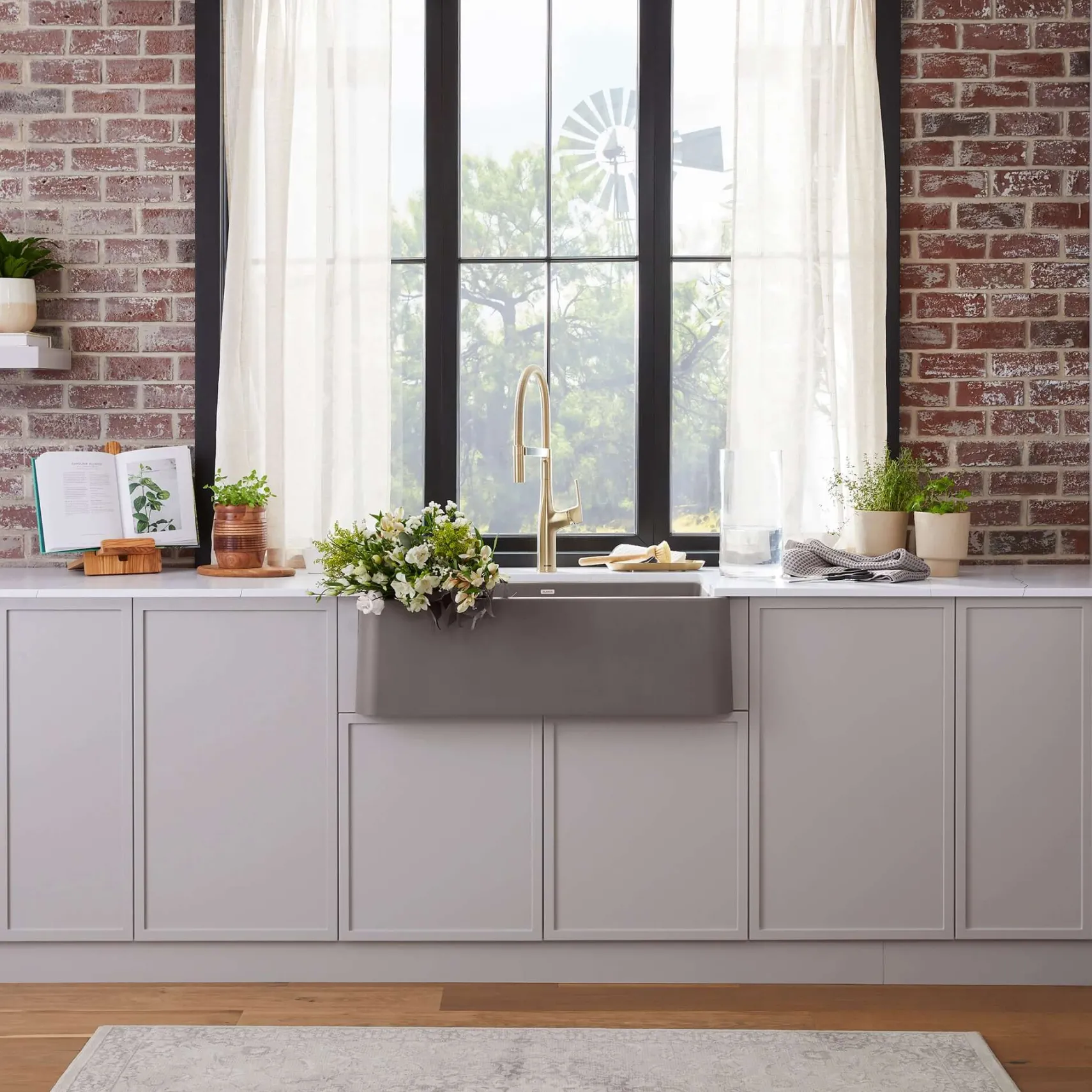 Blanco Ikon 30" Silgranit Farmhouse Sink, Volcano Gray, No Faucet Hole, 443113