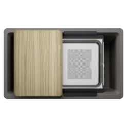 Blanco Inteos 33" Undermount Silgranit Workstation Kitchen Sink, Volcano Gray, No Faucet Hole, 443317