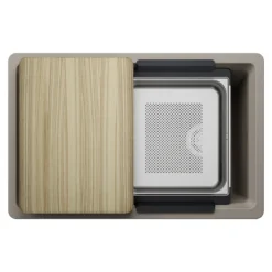 Blanco Inteos 30" Undermount Silgranit Workstation Kitchen Sink, Truffle, No Faucet Hole, 443307