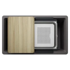 Blanco Inteos 33" Undermount Silgranit Workstation Kitchen Sink, Cinder, No Faucet Hole, 443313