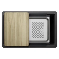 Blanco Inteos 30" Undermount Silgranit Workstation Kitchen Sink, Anthracite, No Faucet Hole, 443304