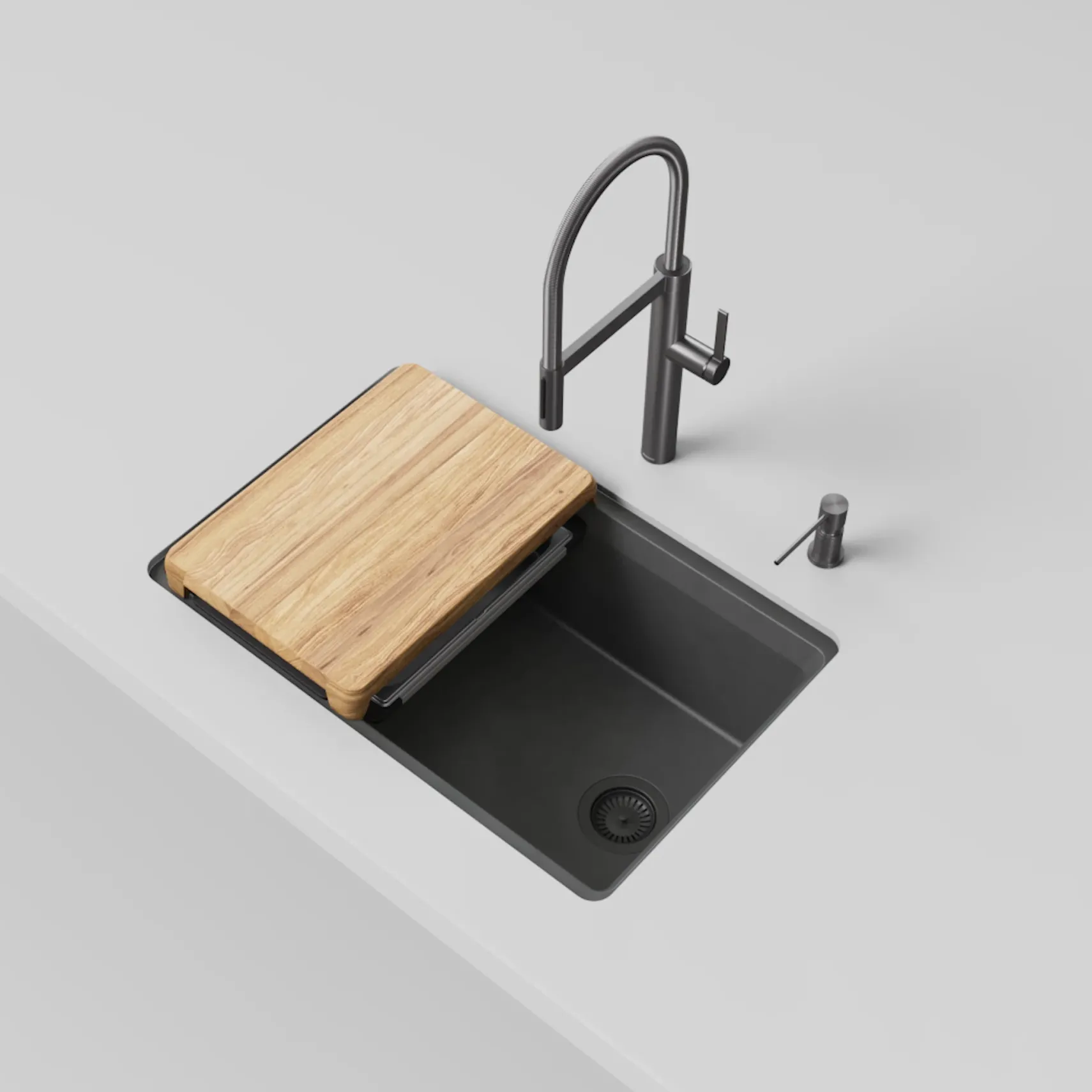 Blanco Inteos 30" Undermount Silgranit Workstation Kitchen Sink, Anthracite, No Faucet Hole, 443304