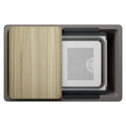 Blanco Inteos 30" Undermount Silgranit Workstation Kitchen Sink, Volcano Gray, No Faucet Hole, 443309