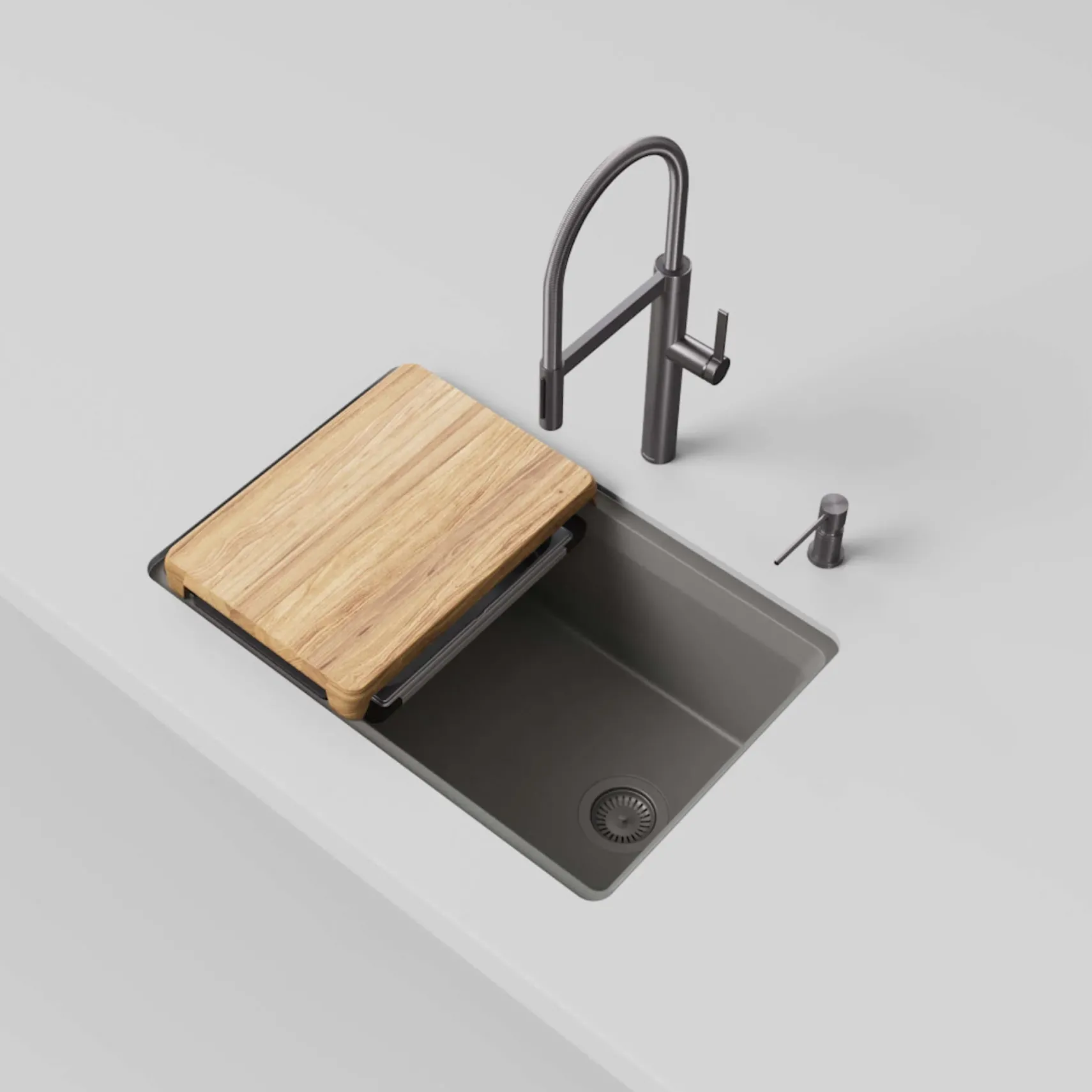 Blanco Inteos 30" Undermount Silgranit Workstation Kitchen Sink, Volcano Gray, No Faucet Hole, 443309