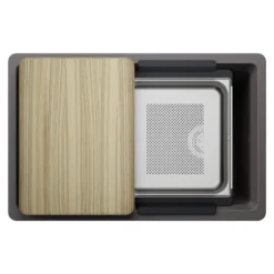 Blanco Inteos 30" Undermount Silgranit Workstation Kitchen Sink, Cinder, No Faucet Hole, 443305