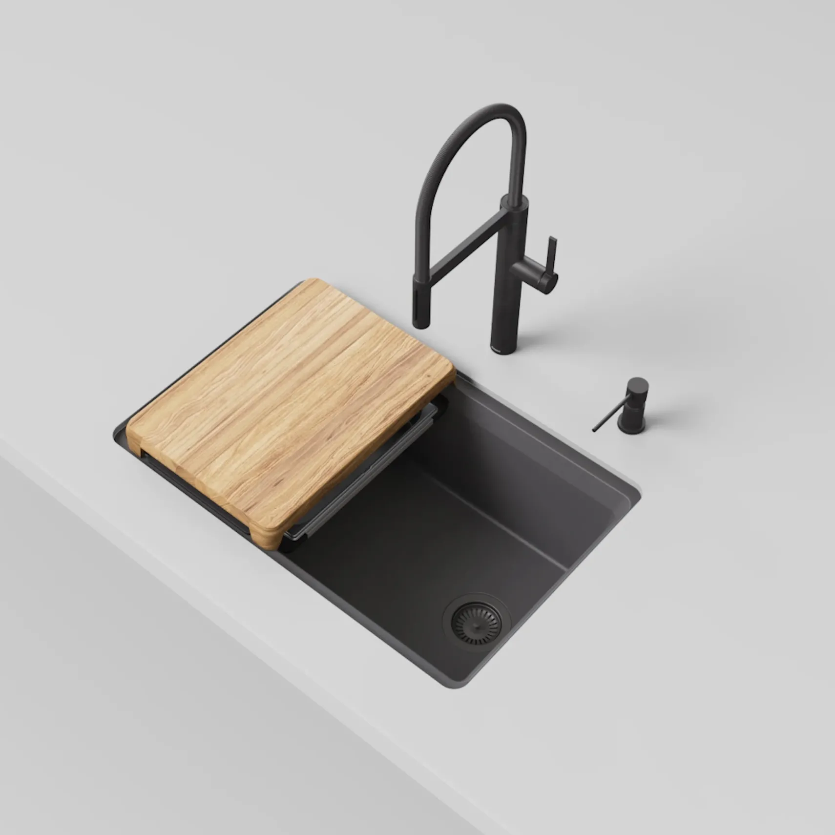 Blanco Inteos 30" Undermount Silgranit Workstation Kitchen Sink, Cinder, No Faucet Hole, 443305