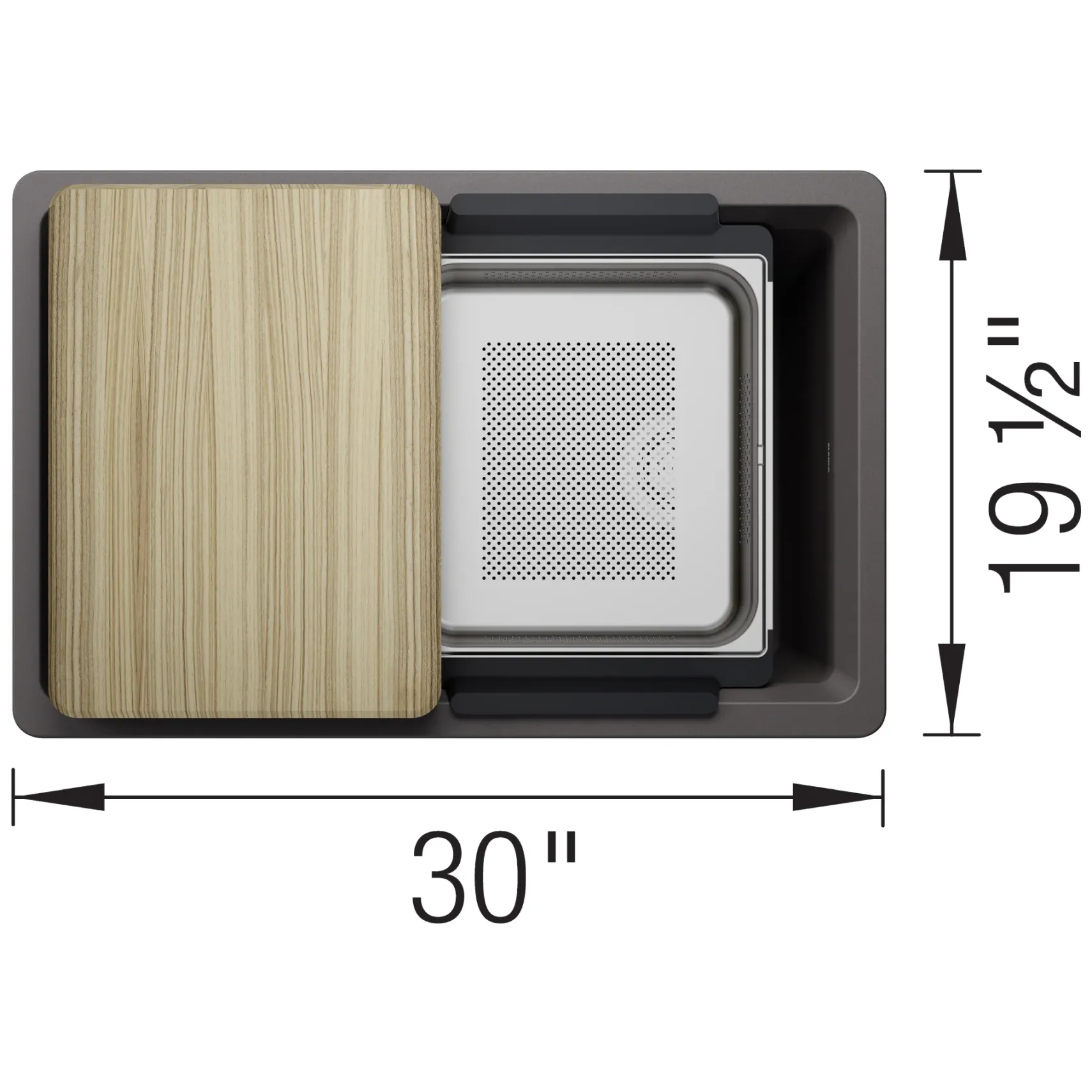 Blanco Inteos 30" Undermount Silgranit Workstation Kitchen Sink, Cinder, No Faucet Hole, 443305
