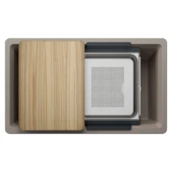 Blanco Inteos 33" Undermount Silgranit Workstation Kitchen Sink, Truffle, No Faucet Hole, 443315