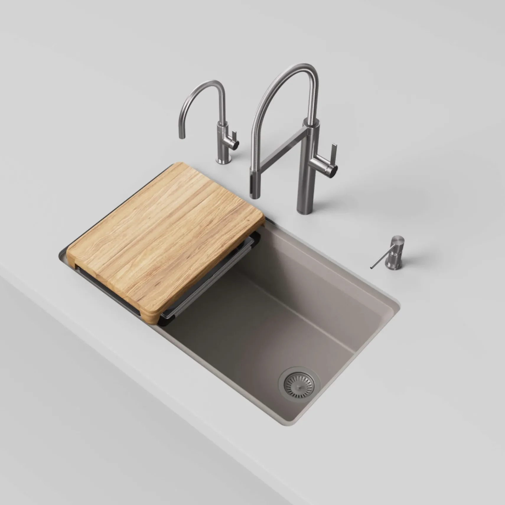Blanco Inteos 33" Undermount Silgranit Workstation Kitchen Sink, Truffle, No Faucet Hole, 443315
