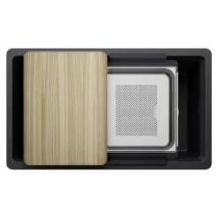Blanco Inteos 33" Undermount Silgranit Workstation Kitchen Sink, Coal Black, No Faucet Hole, 443311