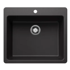 Blanco Liven 25" Dual Mount Silgranit Kitchen Sink, Anthracite, 1 Faucet Hole, 443219