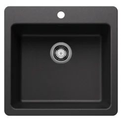 Blanco Liven 21" Dual Mount Silgranit Kitchen Sink, Anthracite, 1 Faucet Hole, 443227